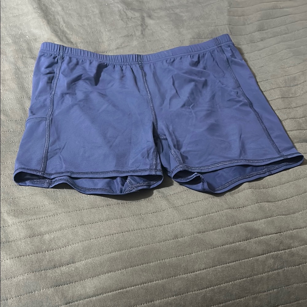 Blue Athletic Shorts with Elastic Waistband